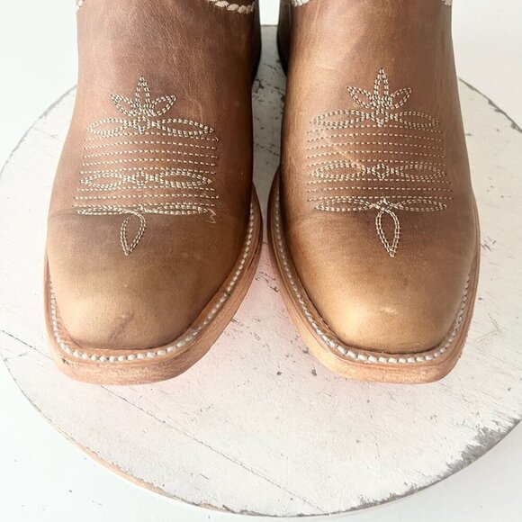 Lane RODEO HOUSTON Mens Cowboy Boots 9.5 Brown Leather Western Blunt Toe - Picture 9 of 12